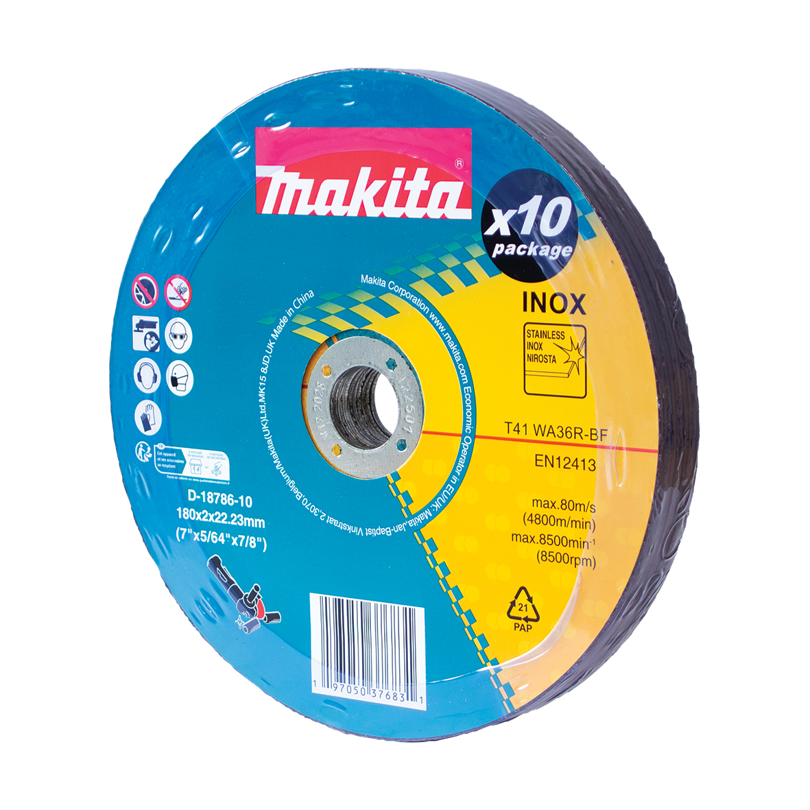 D-18786-10 - 180mm x 2.0mm x 22mm Stainless Cutting Disc WA36R - 10pk