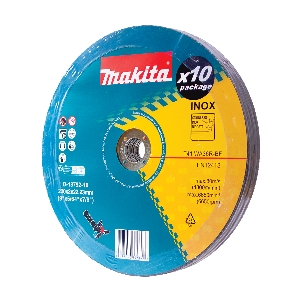 D-18792-10 - 230mm x 2.0mm x 22mm Stainless Cutting Disc WA36R - 10pk