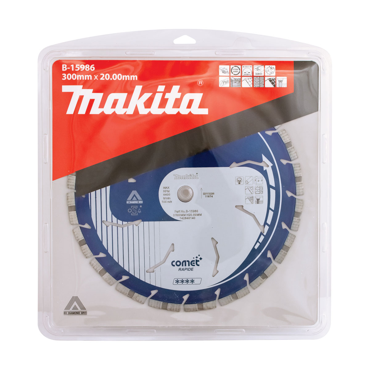 B-15986 - 300mm x 20mm - Comet 3DDG Segmented diamond blade