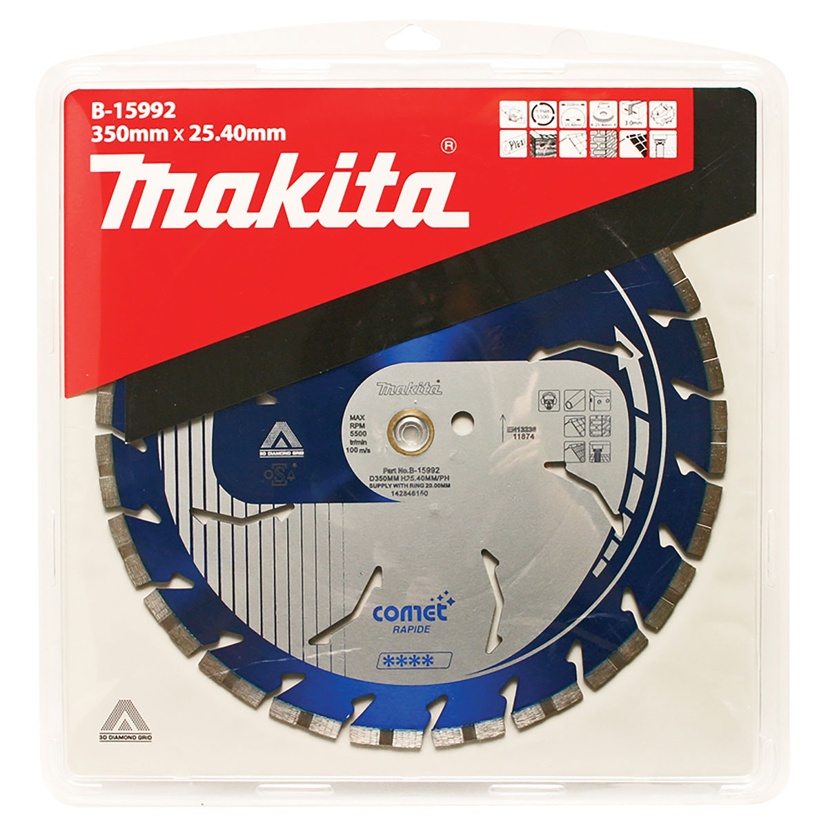 B-15992 - 350mm x 25.4/20mm - Comet 3DDG Segmented diamond blade