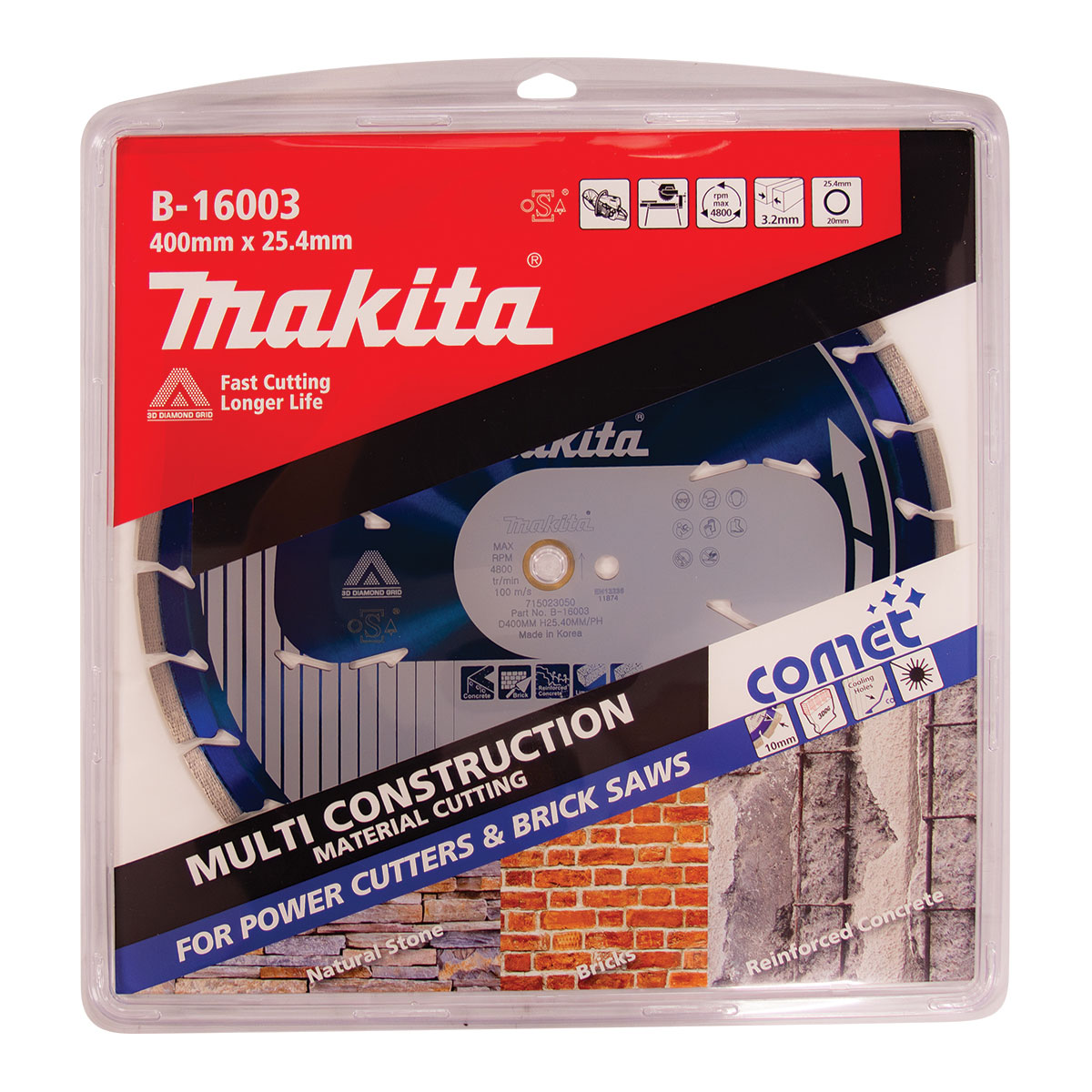 B-16003 - 400mm x 25.4/20mm - Comet 3DDG Segmented diamond blade