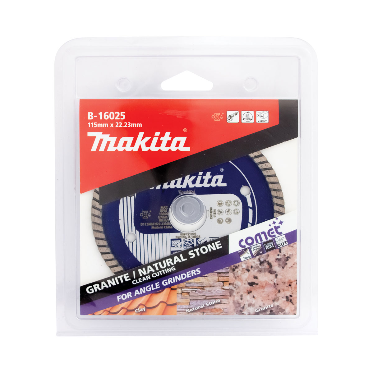 B-16025 - 115mm x 22.23mm Comet Turbo Rim diamond blade