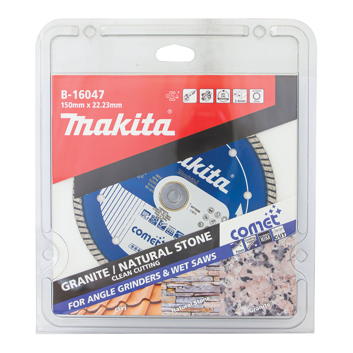 B-16047 - 150mm x 22.23/20mm Comet Turbo Rim diamond blade