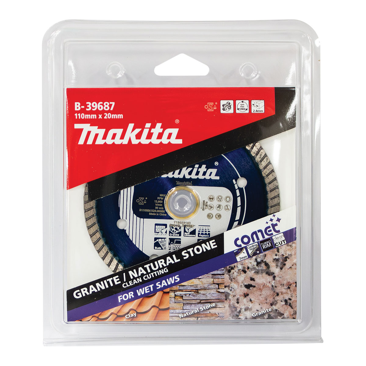 B-39687 - 110mm x 20mm Comet Turbo Rim diamond blade