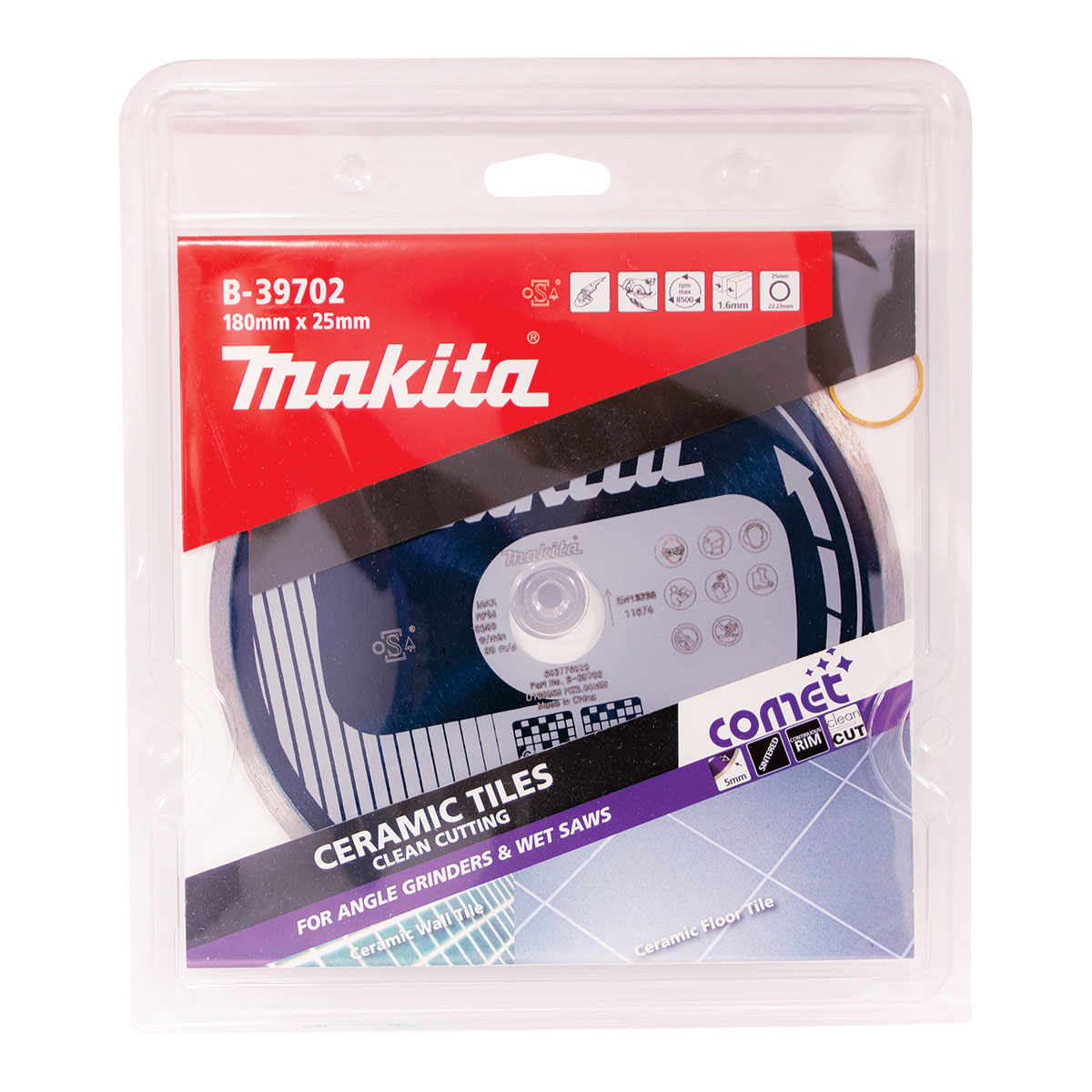B-39702 - 180mm x 25.4/22.23mm Comet Continuous Rim diamond blade