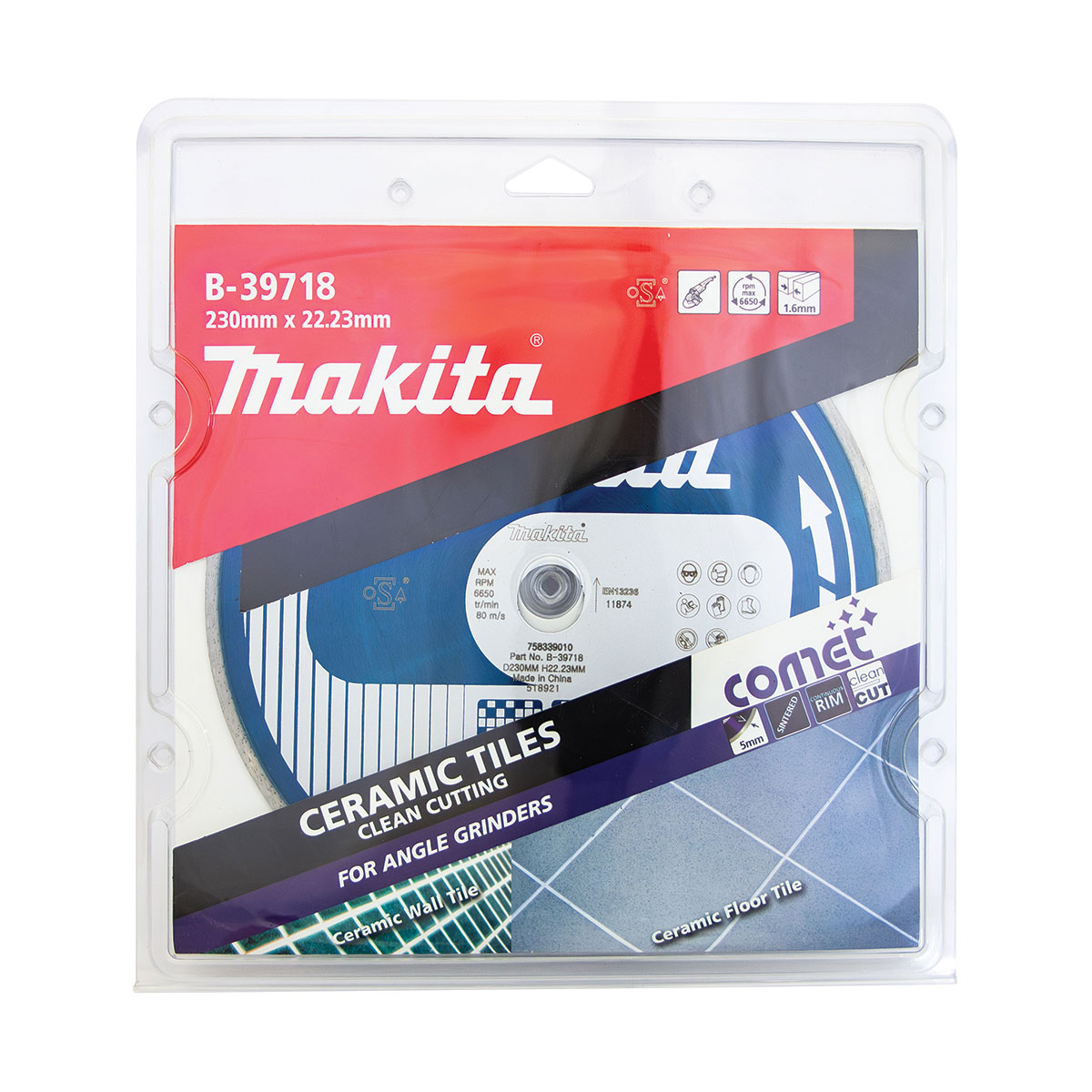 B-39718 - 230mm x 22.23mm Comet Continuous Rim diamond blade
