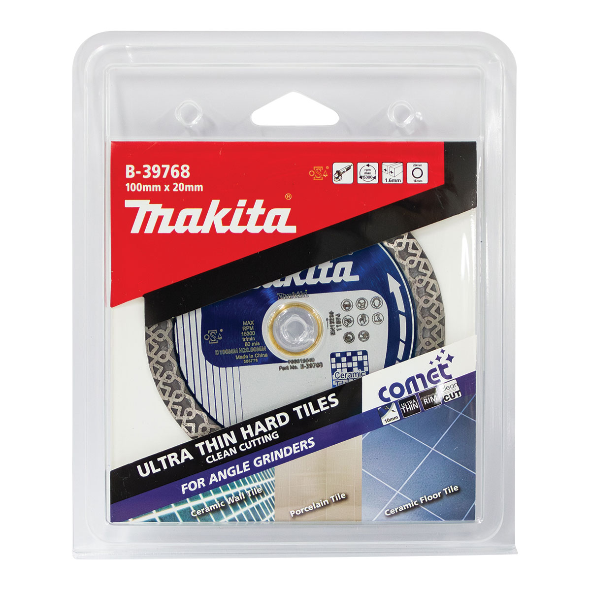 B-39768 - 100mm x 20/15.88mm Comet Ultra-Thin Continuous Rim diamond blade