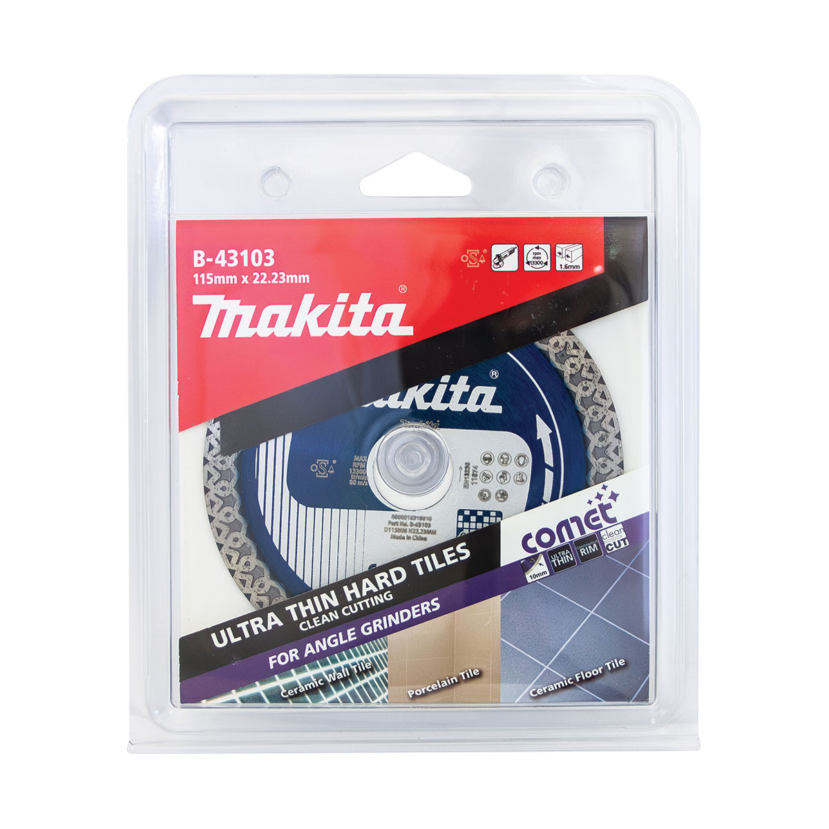 B-43103 - 115mm x 22.23mm Comet Ultra-Thin Continuous Rim diamond blade