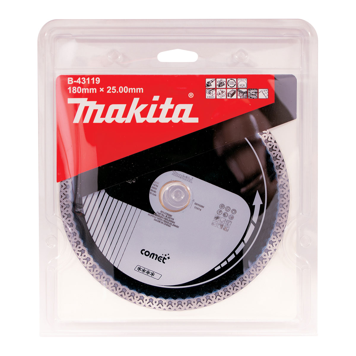 B-43119 - 180mm x 25/22.23mm Comet Ultra-Thin Continuous Rim diamond blade
