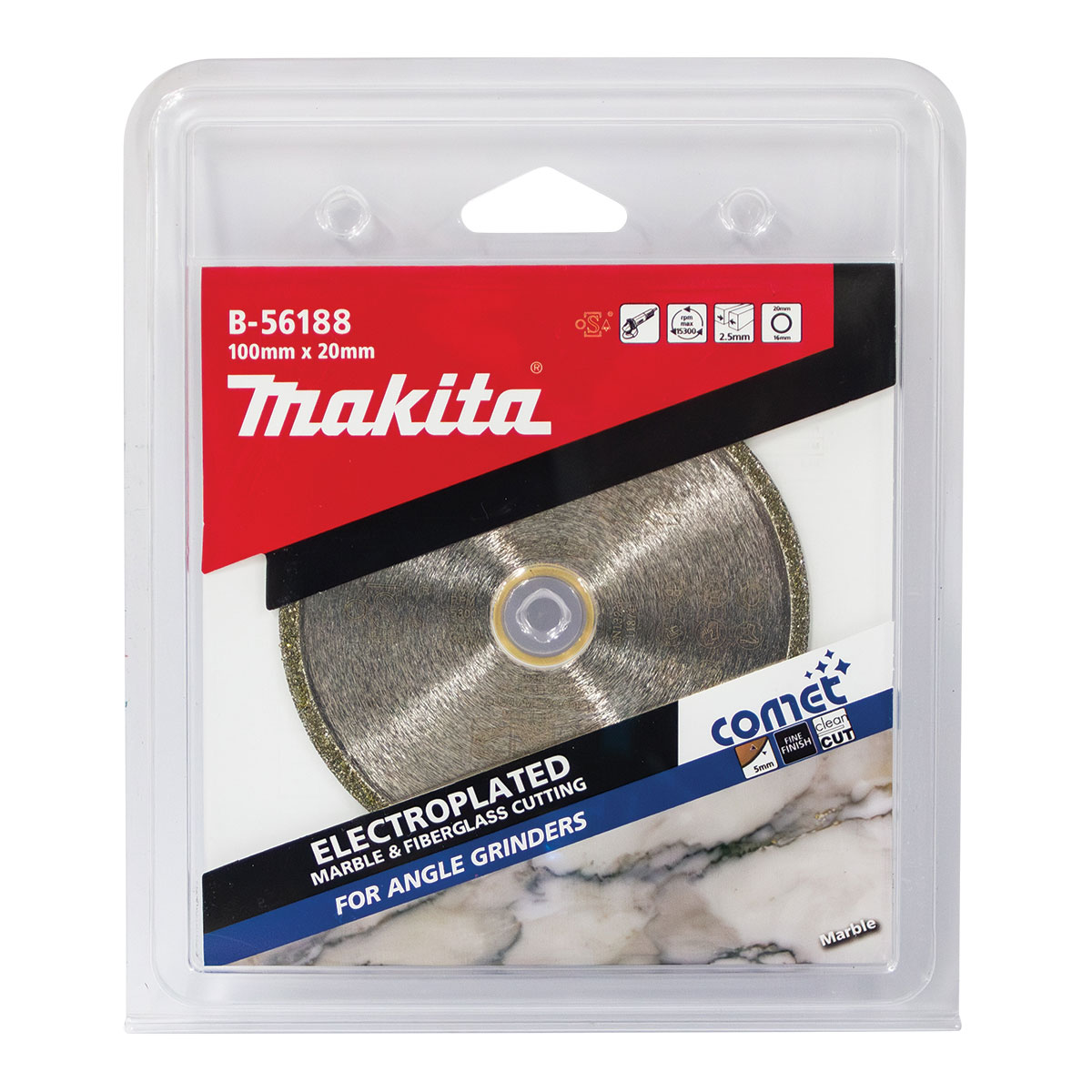 B-56188 - 100mm x 20/15.88mm Comet Electroplated diamond blade