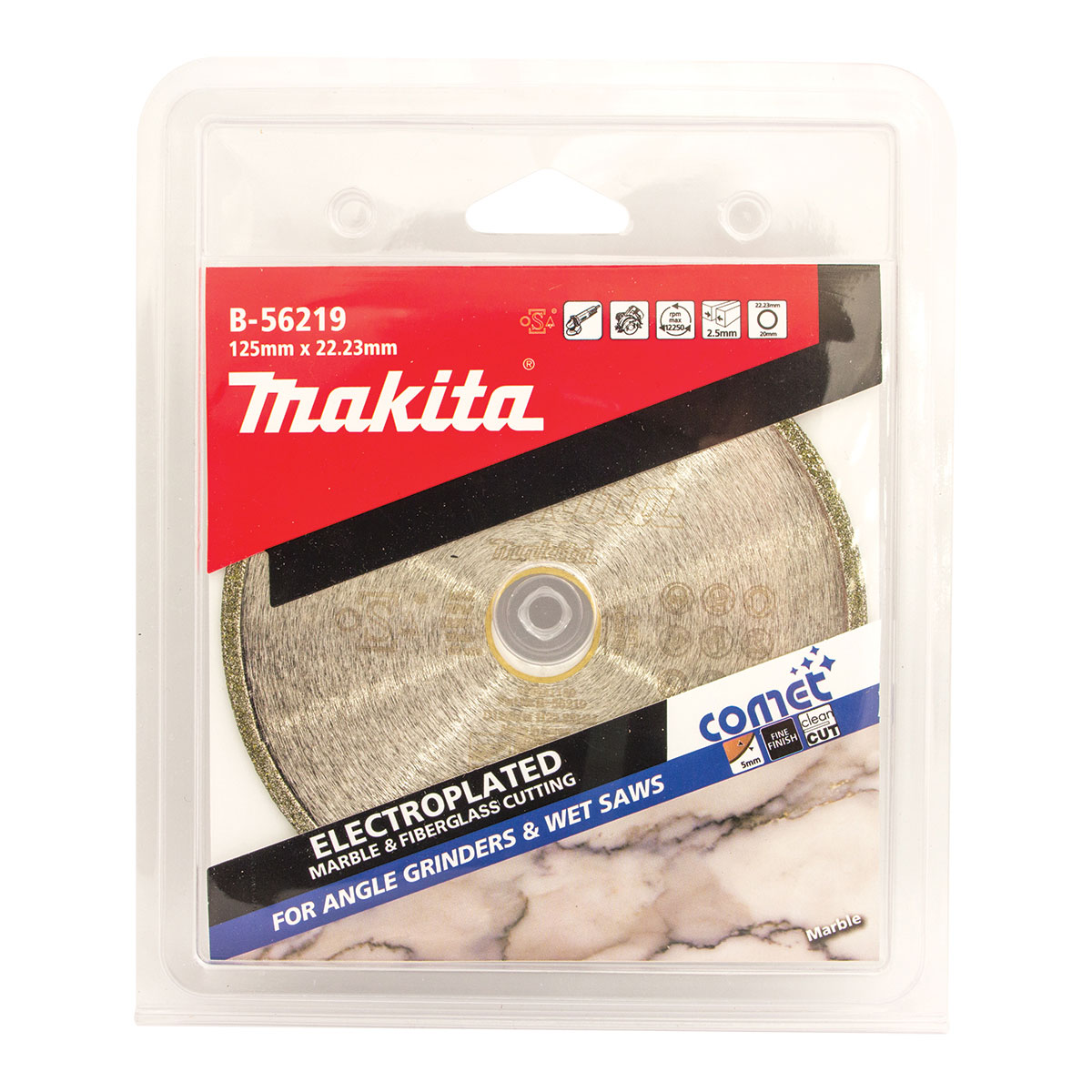 B-56219 - 125mm x 22.23/20mm Comet Electroplated diamond blade
