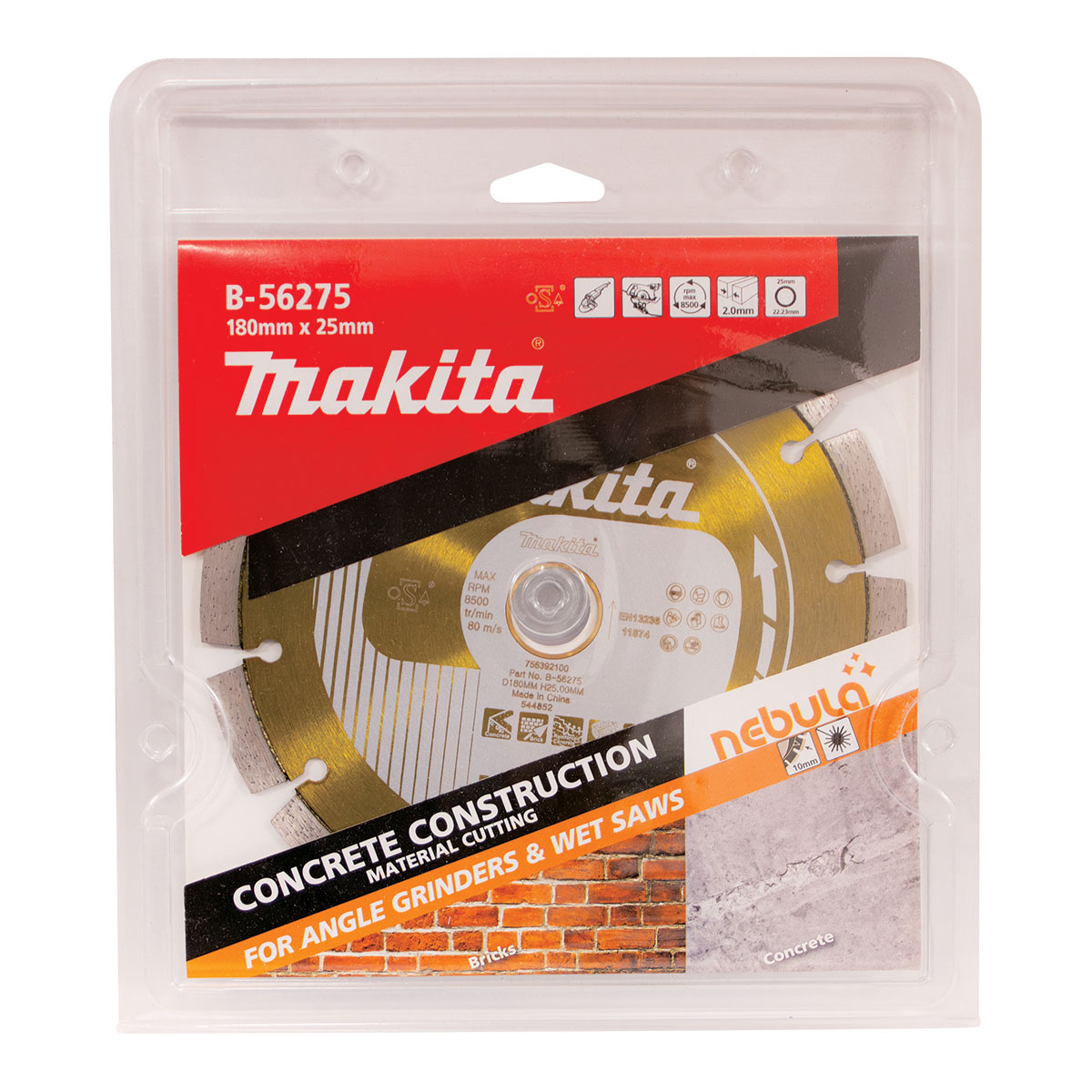 B-56275 - 180mm x 25.4/22.23mm Nebula Segmented diamond blade
