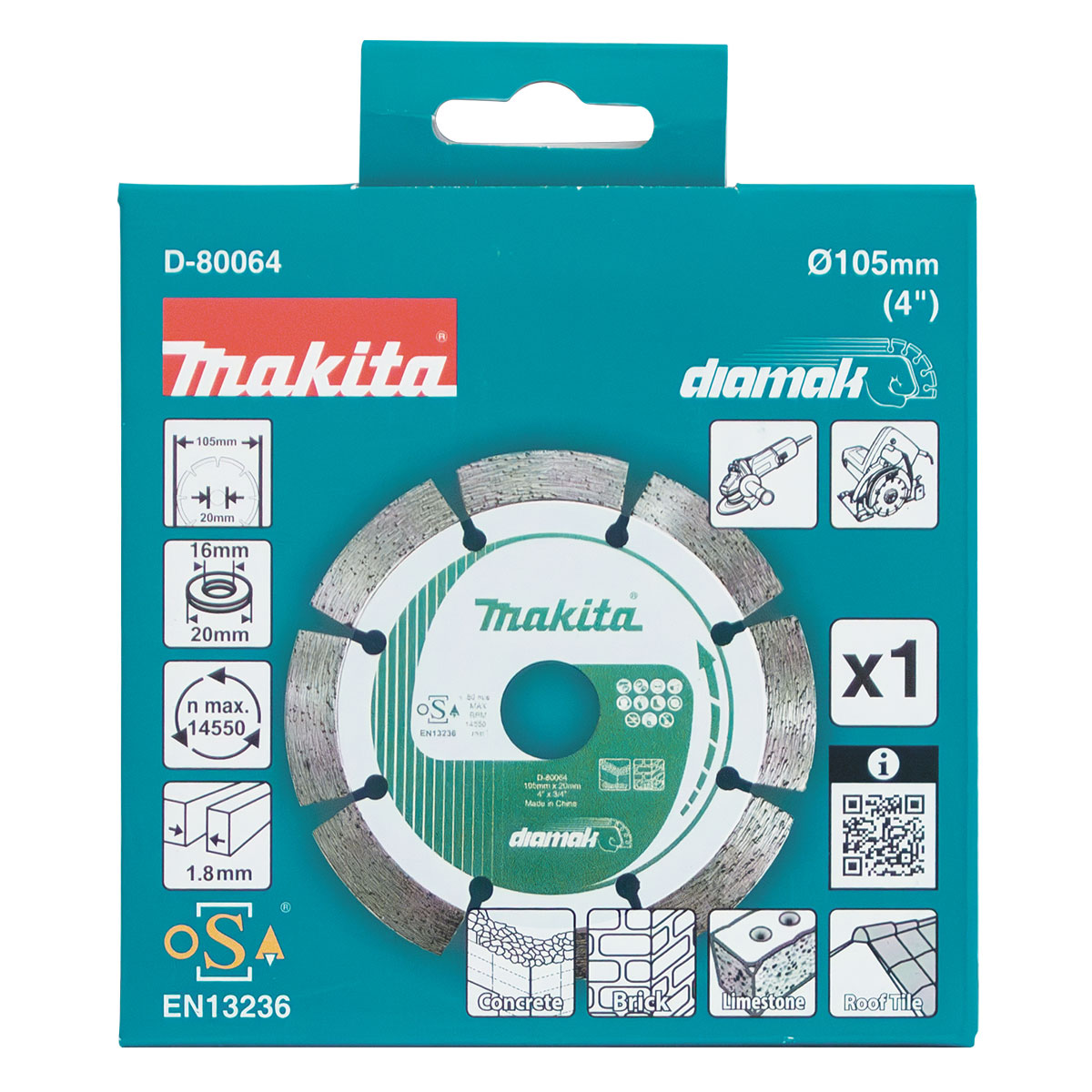 D-80064 - 105mm x 20/15.88mm Diamak Segmented diamond blade