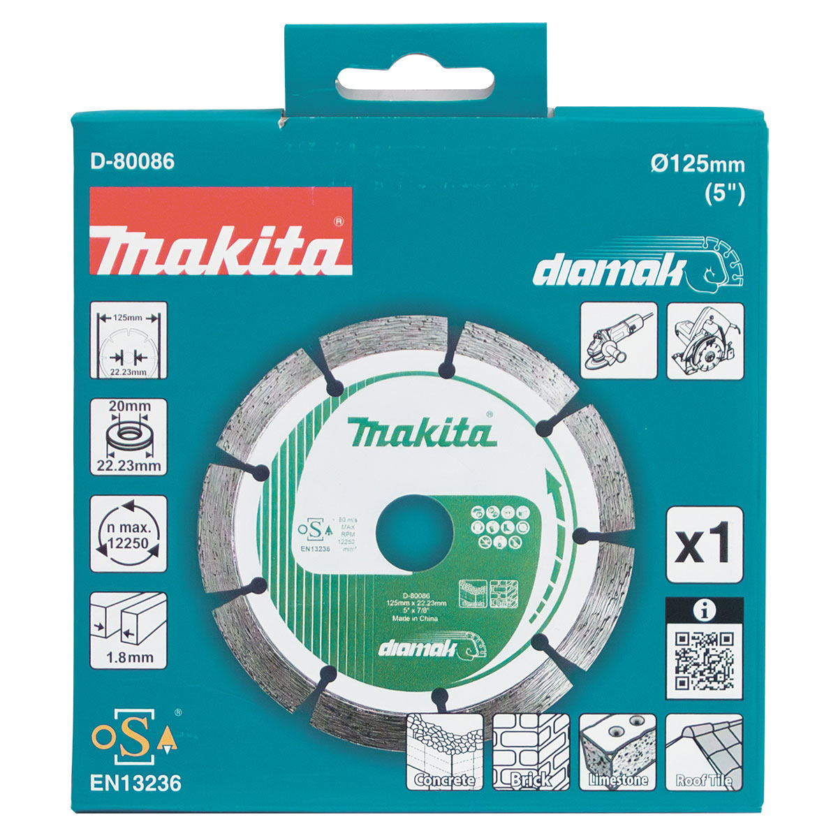 D-80086 - 125mm x 22/20mm Diamak Segmented diamond blade