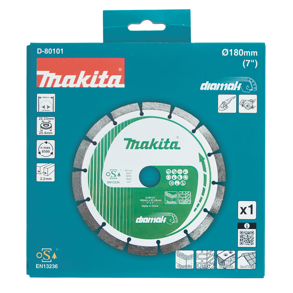 D-80101 - 180mm x 25.4/22mm Diamak Segmented diamond blade