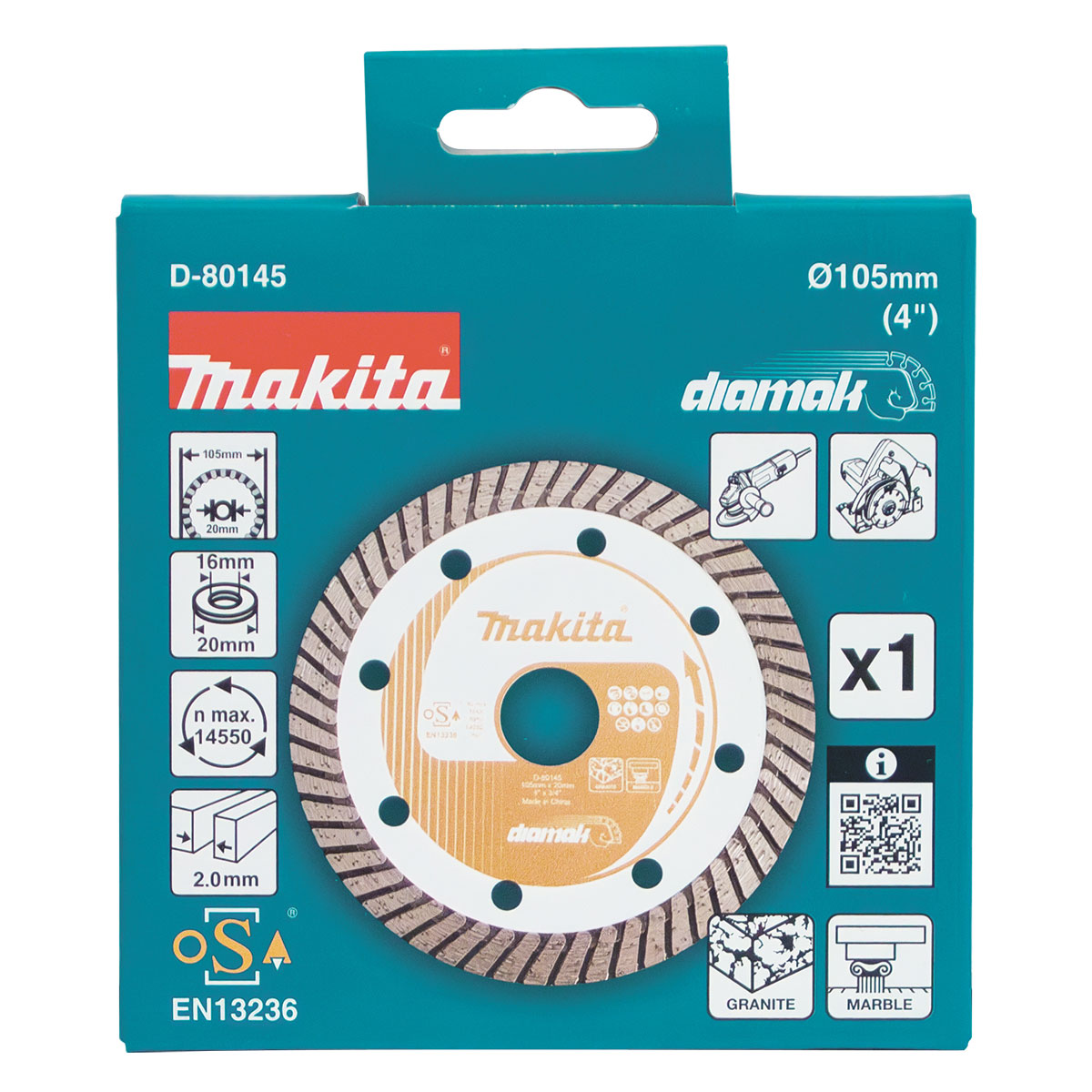 D-80145 - 105mm x 20/15.88mm Diamak Turbo diamond blade