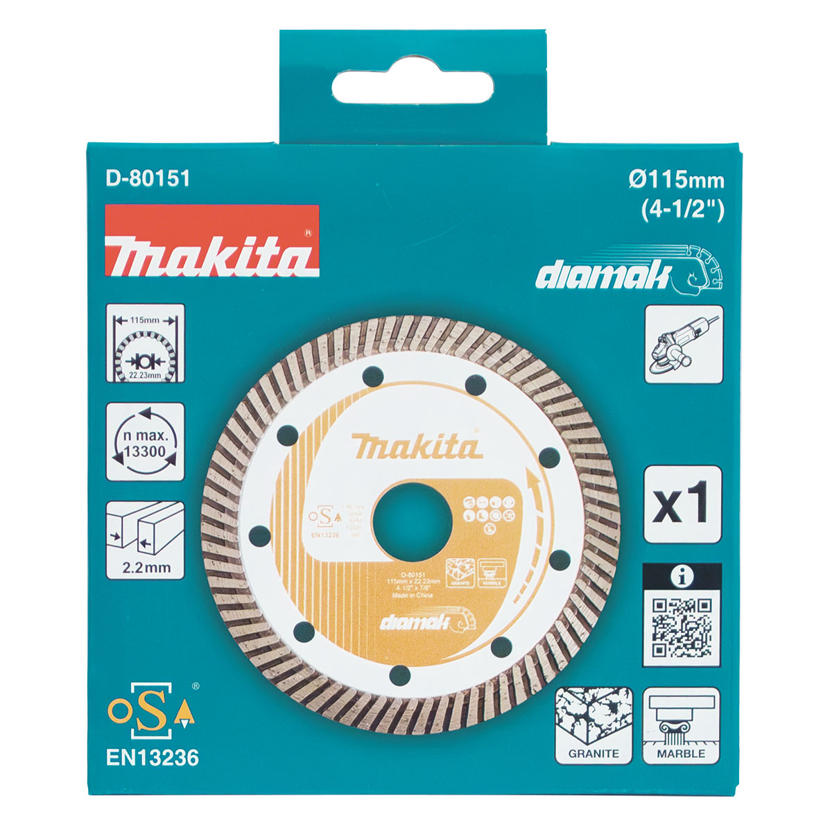 D-80151 - 115mm x 22.23mm Diamak Turbo diamond blade