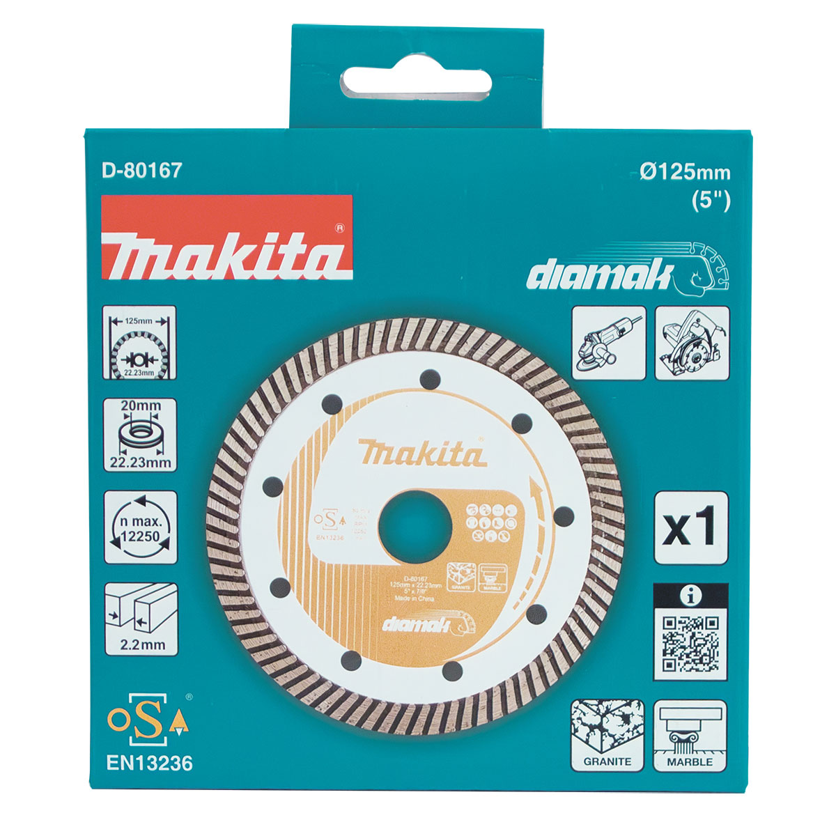 D-80167 - 125mm x 22/20mm Diamak Turbo diamond blade