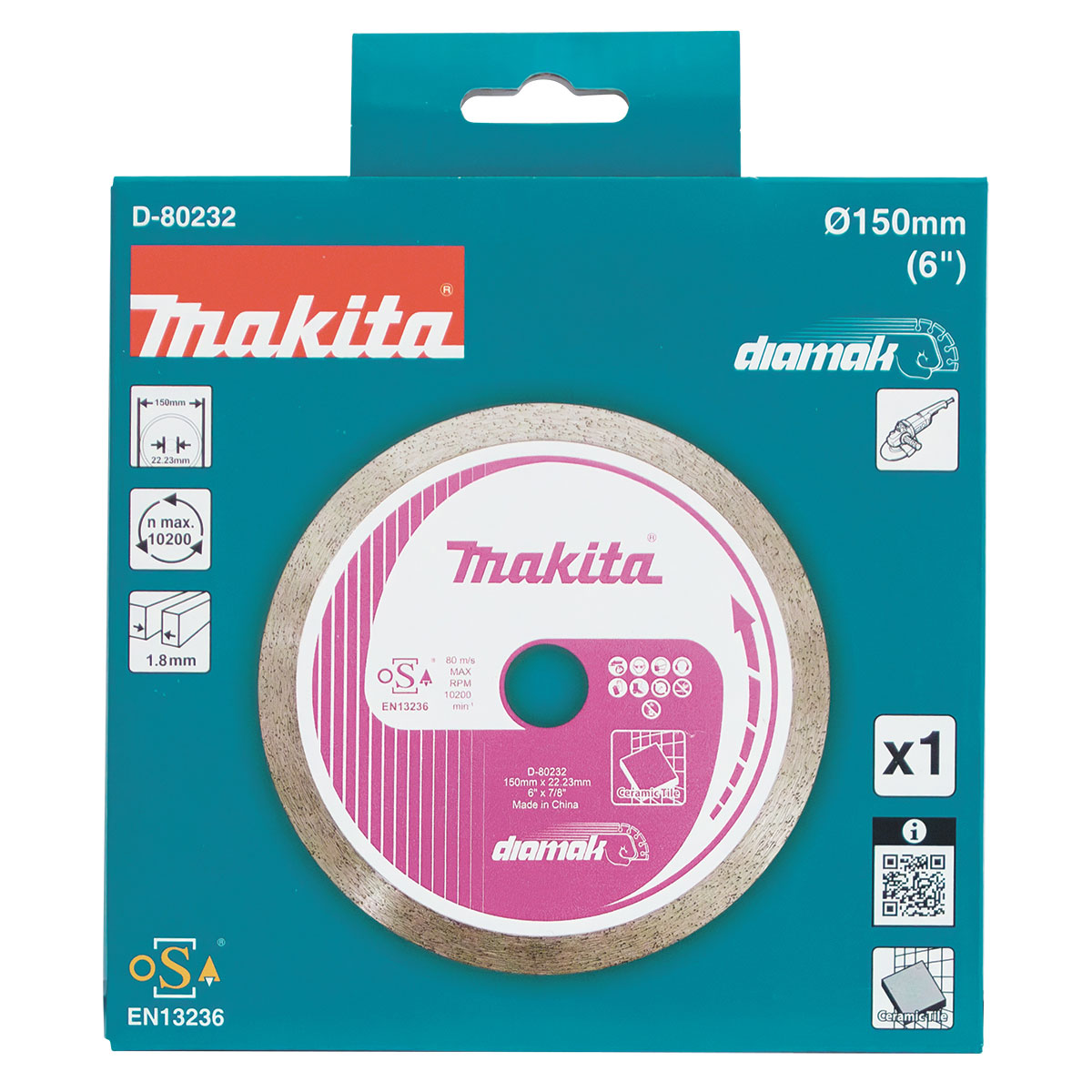 D-80232 - 150mm x 22.23mm Diamak Continuous Rim diamond blade