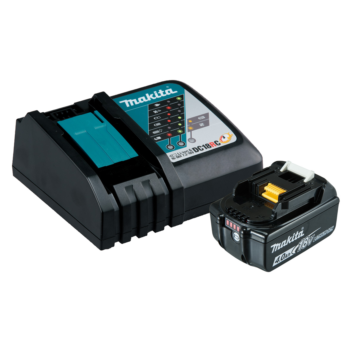 197988-4-Single Port Rapid Battery Charger with 4.0Ah fuel gauge battery