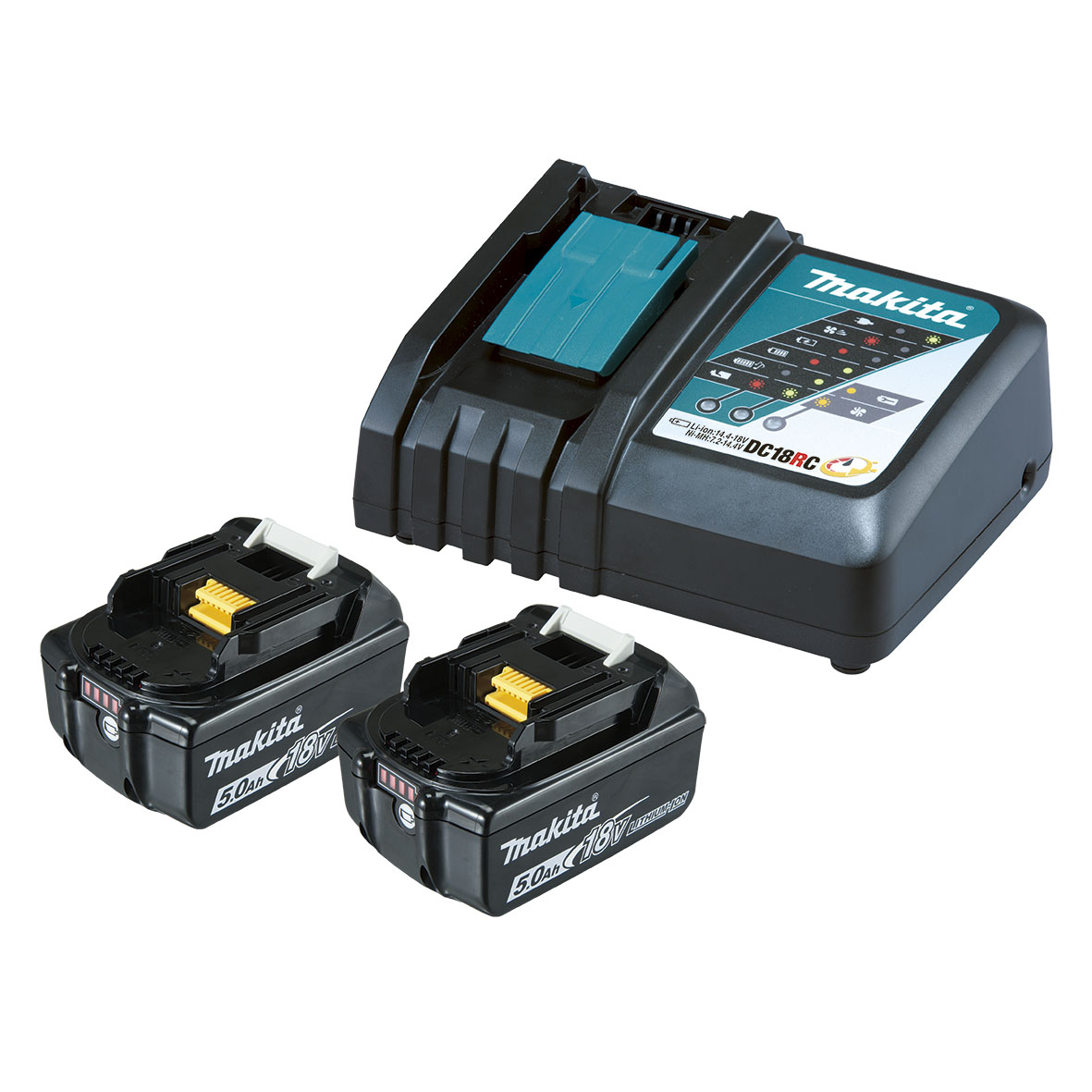 199179-3-Single Port Rapid Battery Charger with 2 x 5.0Ah fuel gauge batteries