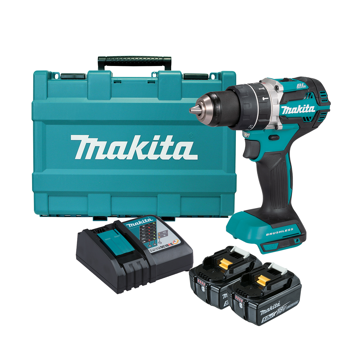 DHP484RTE-18V Mobile Brushless Heavy Duty Compact Hammer Driver Drill Kit