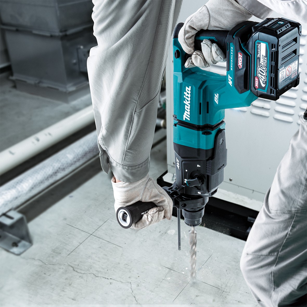 HR007GM201- 40V Max Brushless 28mm SDS Plus  Rotary Hammer Kit